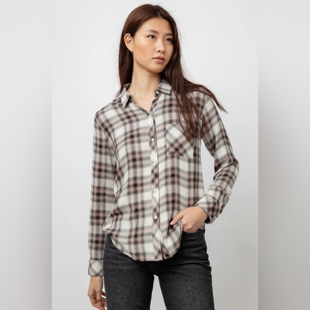 RAILS NWT Hunter Button Down in IVORY/COAL/BLUSH PLAID— S